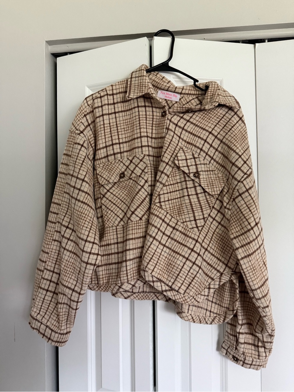 Plaid Shacket Jacket - Beige/Brown